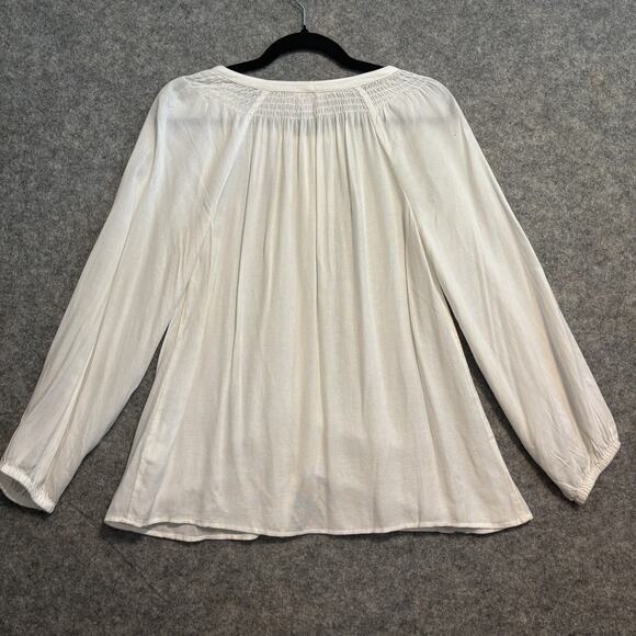 Lilly Pulitzer Blouse Womens Small Ivory Long Sleeve Boho Top Shirt - Picture 6 of 14